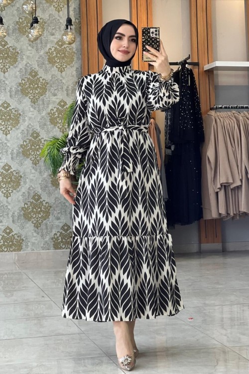 Ceren Elbise Siyah Siyah