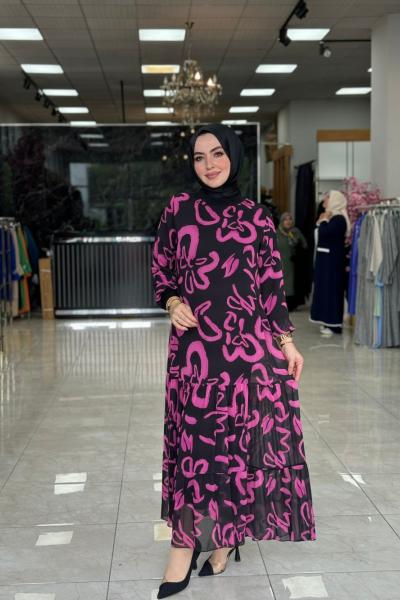 Melike Kaan Elbise Pembe Pembe