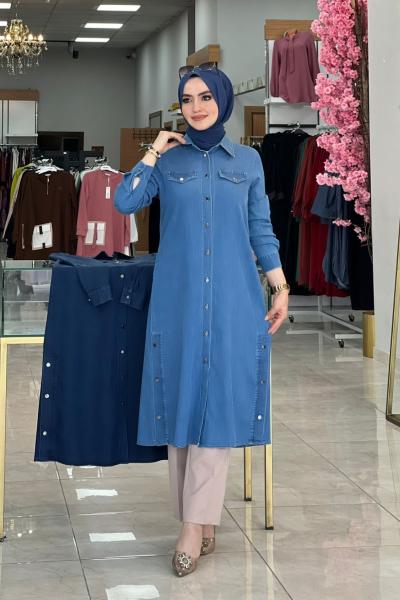 Zuhal Tunik Kot Mavi kot mavi