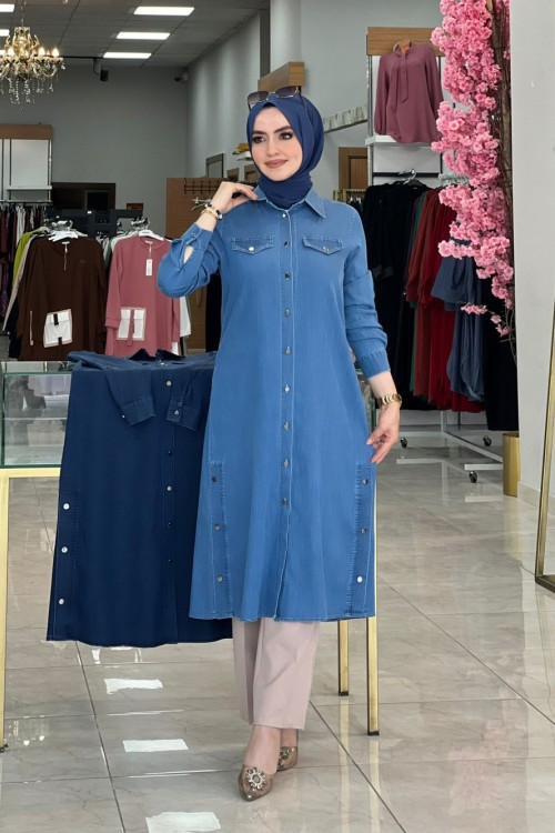 Zuhal Tunik Kot Mavi kot mavi