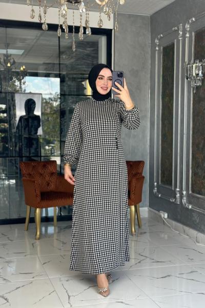 Kazayağı Elbise-Siyah Siyah