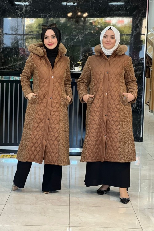 Peluş Detaylı Mont Taba Taba