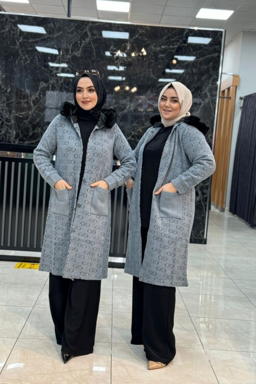 Yeşim Hırka Gri Gri