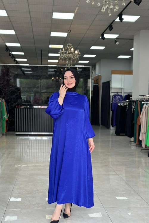 Lale Abiye Elbise Saks Mavisi Saks Mavisi