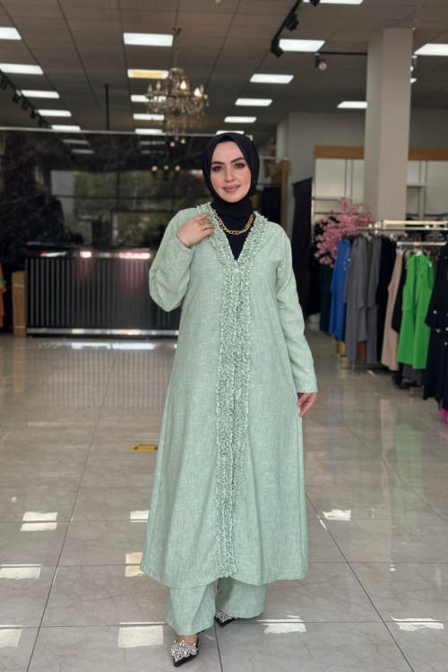 Fırfırlı Takım Su Yeşili Su Yeşili