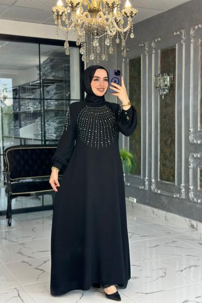 Mihriban Elbise Siyah Siyah