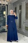 Kuş Gözü Detaylı Elbise-Lacivert Lacivert