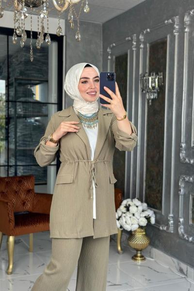 Bürümcük Şal Yaka Takım-Çağla Yeşili Çağla Yeşili