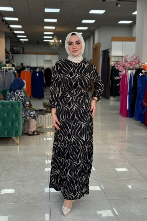 Talya Kristal Elbise-Siyah Siyah