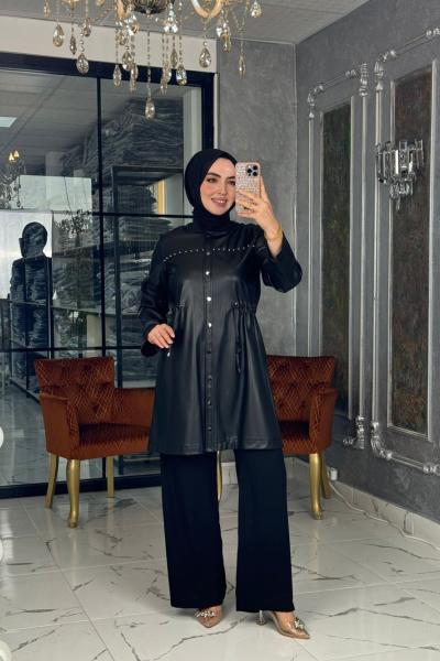 Hale Deri Trenç-Siyah Siyah