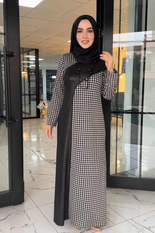 Bella Deri Kombin Elbise  Siyah