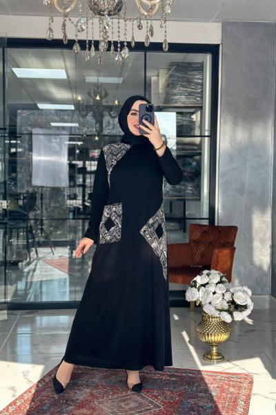 Serap Elbise-Siyah Siyah