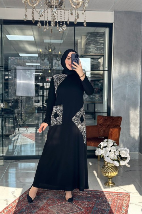 Serap Elbise-Siyah Siyah