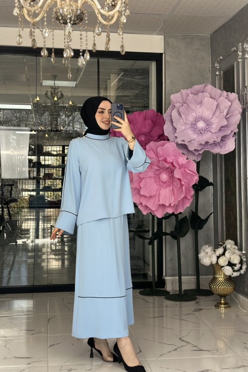 Çağlı Etek Takım Bebe Mavisi Bebe Mavisi