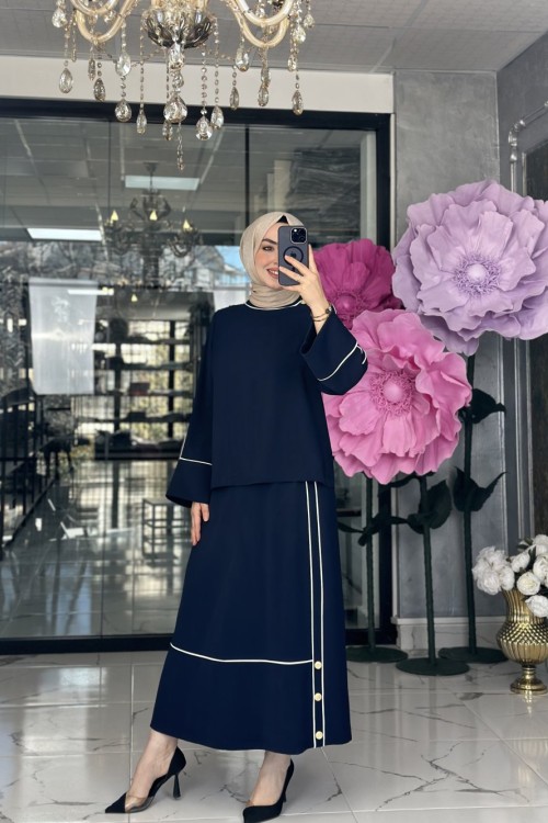 Çağlı Etek Takım Lacivert Lacivert