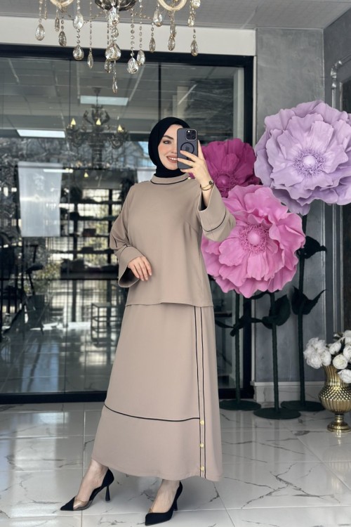 Çağlı Etek Takım Vizon Vizon