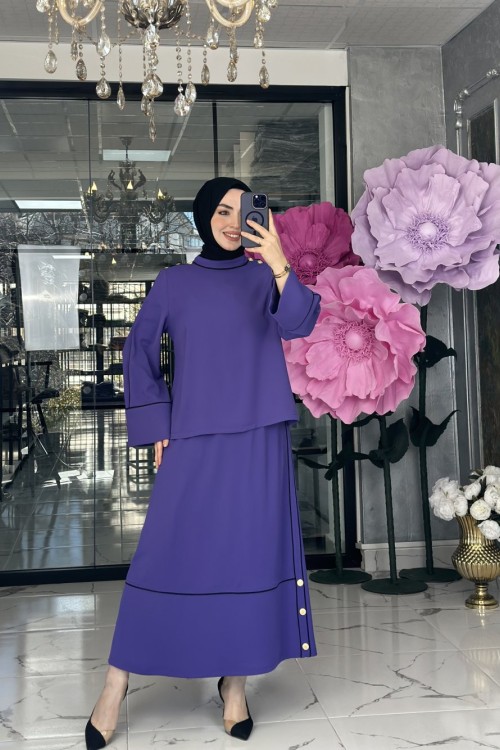 Çağlı Etek Takım Mor Mor