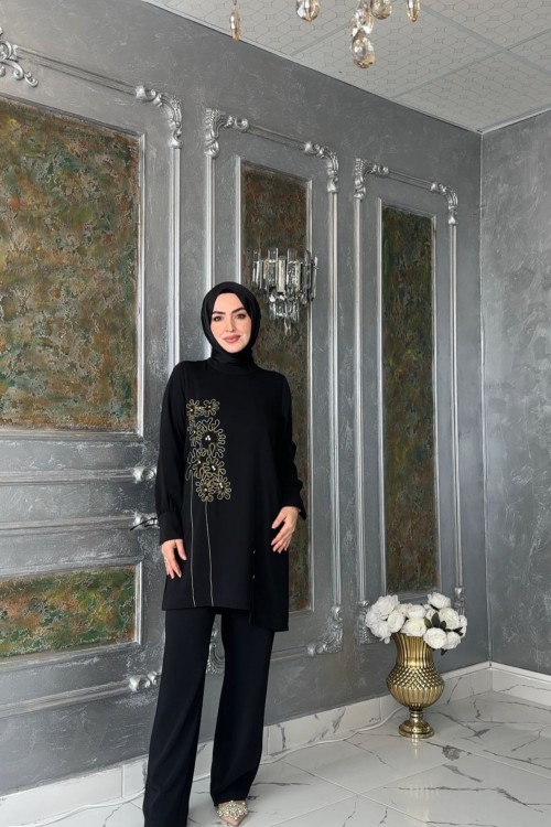 Hilal Pantolon Takım-Siyah Siyah