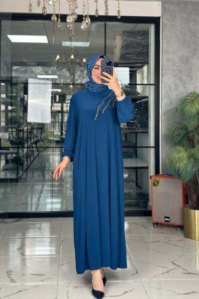 Serpil Elbise-İndigo mavi indigo