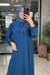 Serpil Elbise-İndigo mavi indigo