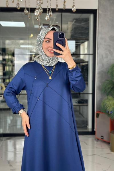 Mariye Elbise-İndigo mavi indigo