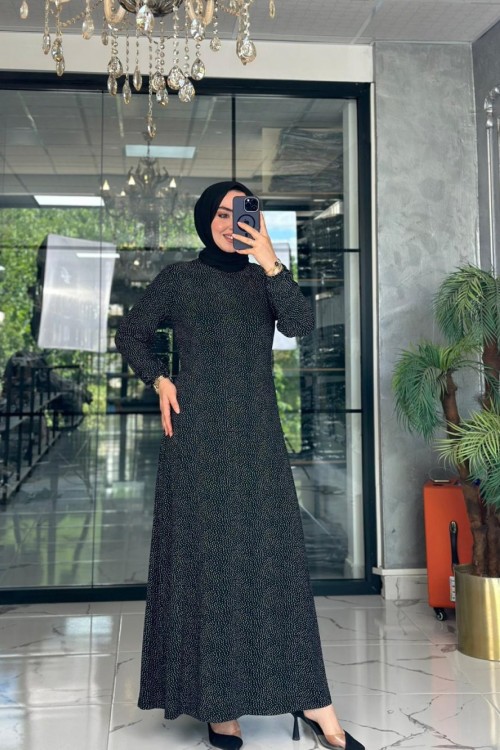 Nazen Elbise-Siyah Siyah