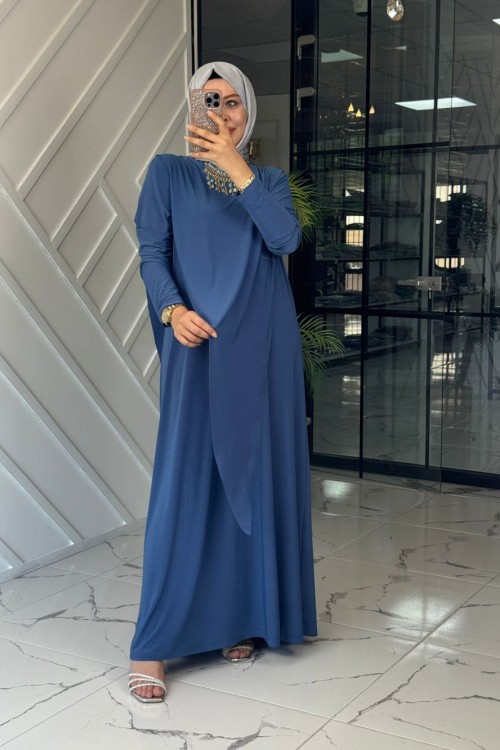 Meyra Elbise-Mavi indigo mavi indigo