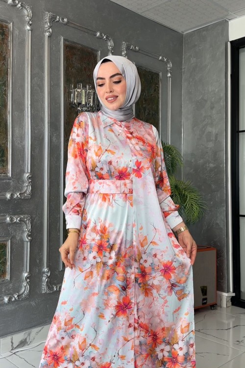 Hesna Elbise-Turuncu Turuncu