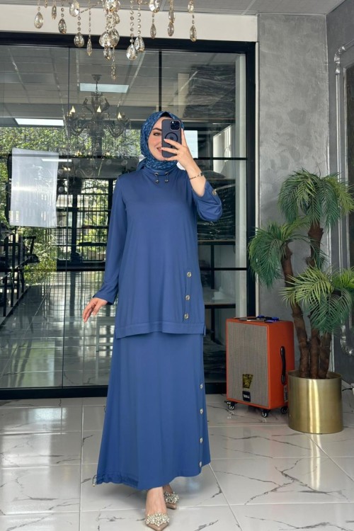 Nimet Etek Takım-İndigo mavi indigo