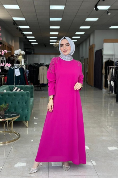 Pelin Elbise-Fuşya Fuşya