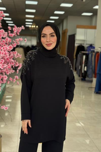 Yaprak Panolon Takım-Siyah Siyah