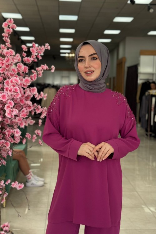 Yaprak Panolon Takım-Fuşya Fuşya