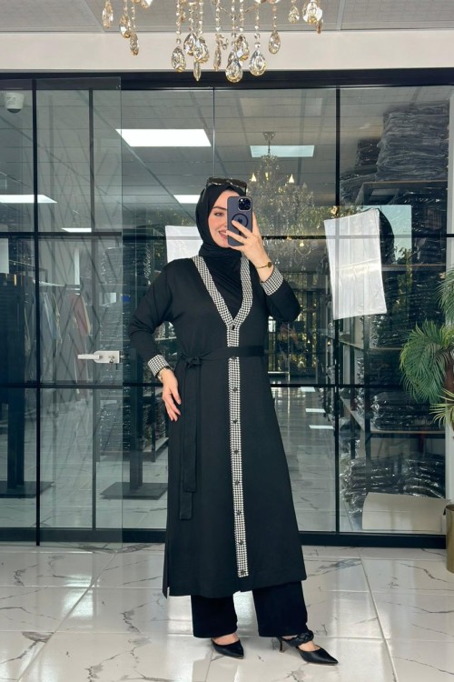 Bahar Hırka Siyah Siyah