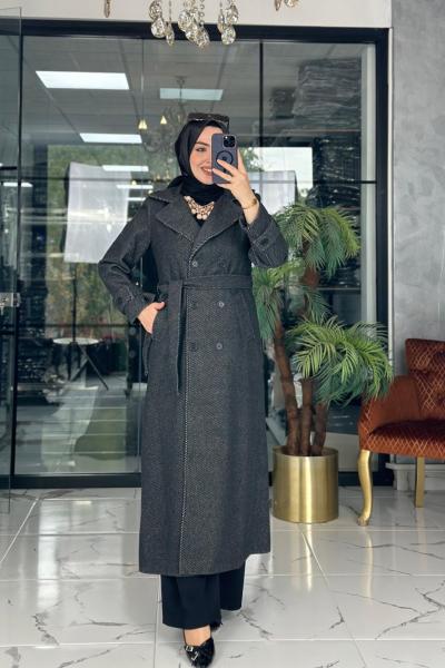 Uzun Kaşe Kaban Siyah Siyah