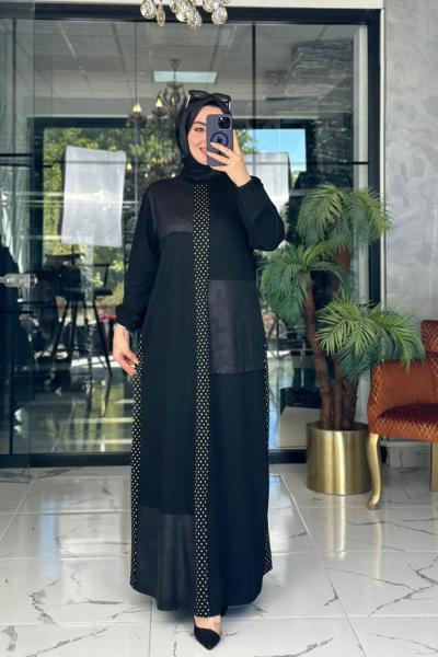 Eftelya Elbise Siyah Puantiyeli Siyah