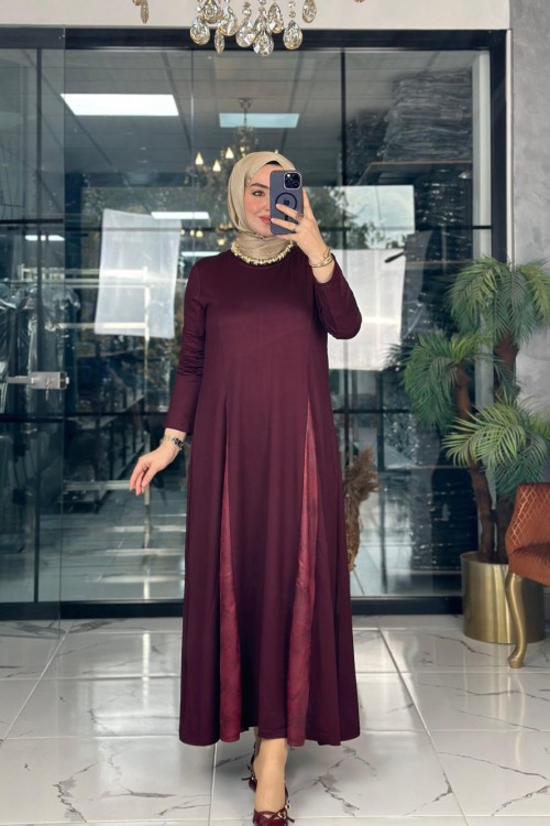 Elçin Elbise Bordo Bordo