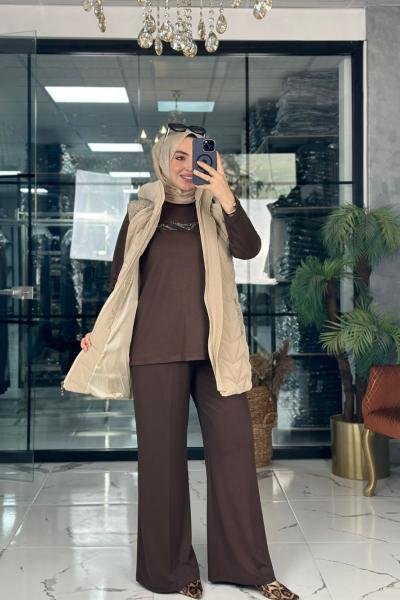 Taşlı Spor Takım Kahverengi Kahverengi