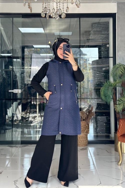 Reva Yelek İndigo mavi indigo