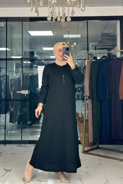 Ebra Elbise Siyah Siyah