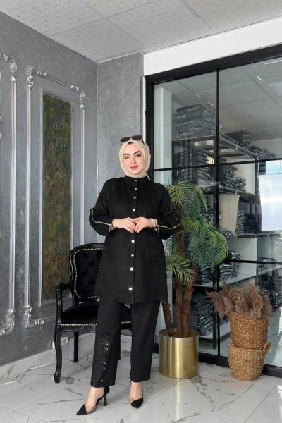 Miray Süet Takım Siyah Siyah