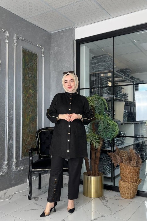 Miray Süet Takım Siyah Siyah