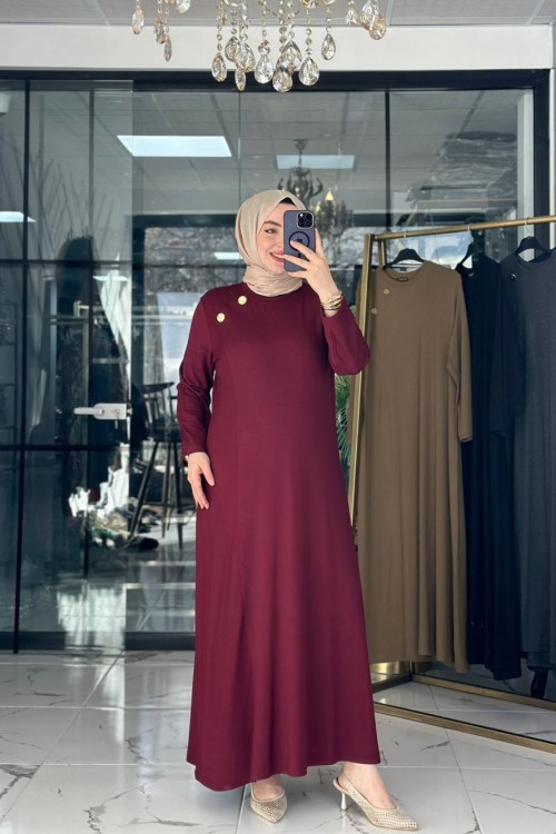 İdil Elbise Bordo Bordo