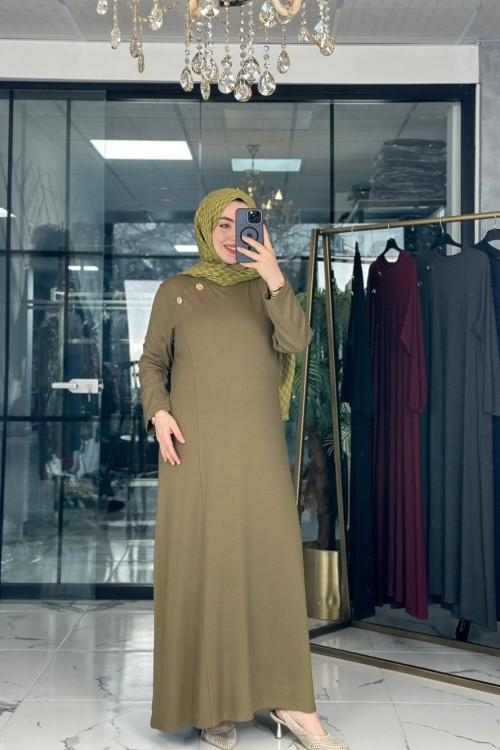 İdil Elbise Yağ Yeşili Yağ Yeşili