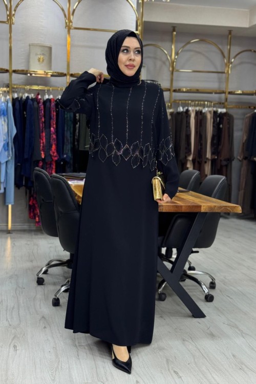 Hazan Abiye Elbise Siyah Siyah