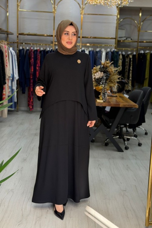 Merve Elbise Siyah Siyah