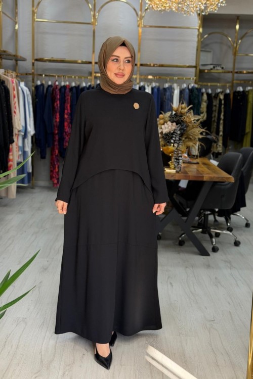 Merve Elbise Siyah Siyah