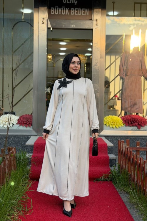 Başak Elbise Krem Krem