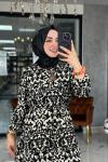 Pervin Viscon Elbise-Siyah/Beyaz Siyah Beyaz