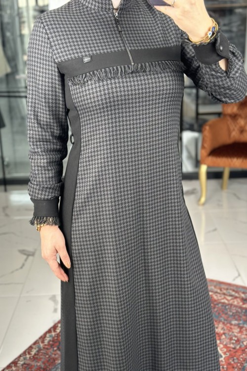 Doku Elbise Gri