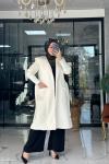 Angora Taşlı Kaban Ekru